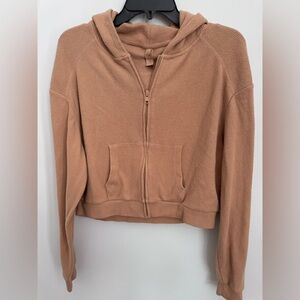 Skims Crop zip up Tan Hoodie X-Large